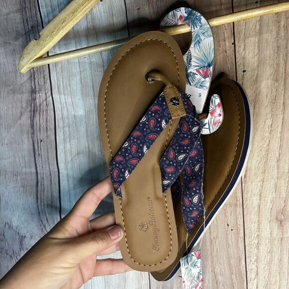 TOMMY BAHAMA Womens Logo Cloth Flip Flops Beach Sandals Blue NWT SIZE 9 - Picture 5 of 6